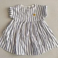 ワンピース ストライプ柄 ひまわり刺繍 90cm