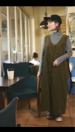 スタディオクリップ　Wフロントコーデュロイジャンスカ　ワンピース