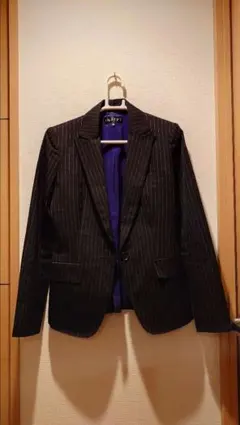 ストライプチャコールグレースーツ(スカート、パンツ、ジャケット)3点セット