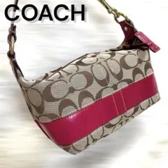 コーチ　シグネチャー ピンク ワンショルダー アクセサリーポーチ ハンドバッグ