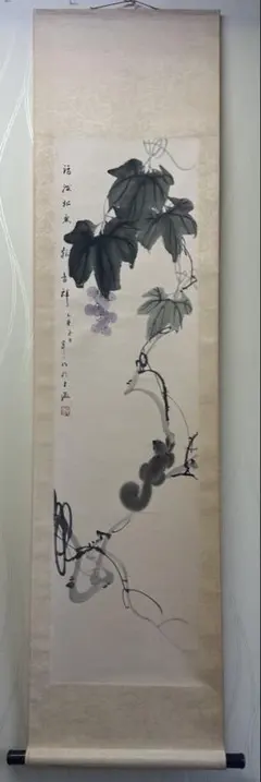K259 小原蝶園「六瓢息災」 掛軸 日本画 絹本 共箱 - メルカリ