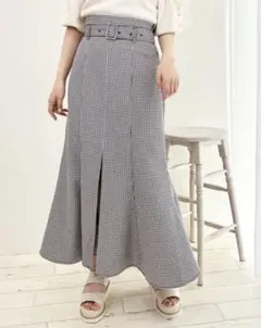 INGNI　共ベルト付スリットマーメイドスカート　ギンガム