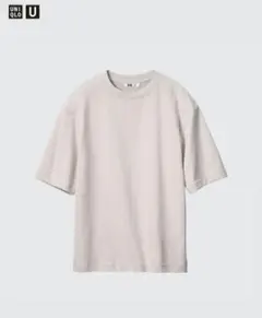 エアリズム コットンオーバーサイズ T シャツ 5分袖Mサイズ ライトグレー