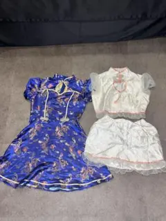 チャイナドレスセット 青色と白色