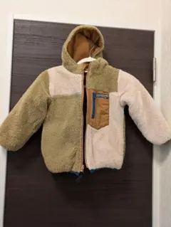 フリースフード付きジャケット、ベージュ・カーキ