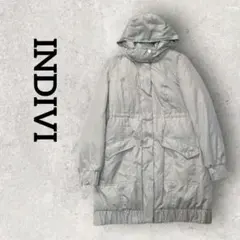 INDIVI ダウンジャケット アウター 防寒着 フード付き (38) ベージュ