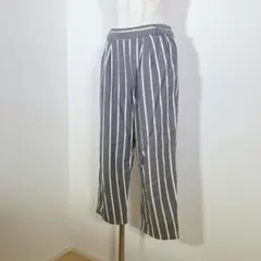 a little emotion ストライプアンクルパンツ　グレー　F
