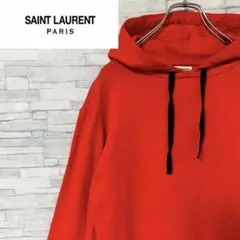 SAINT LAURENT PARIS パーカー 裾SL刺繍ロゴ 国内正規品 赤