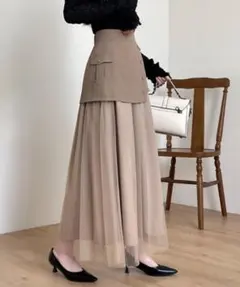 【新品】ECLIN ベージュ チュールスカート