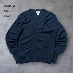 2088 古着90年代USA製ARROWアクリルニットカーディガンビンテージ濃紺