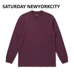 SATURDAYS NEWYORKCITY 長袖ロンT ワイン L 刺繍ロゴ