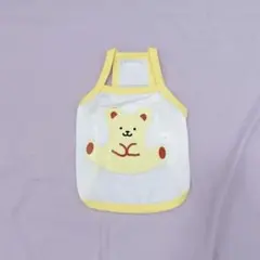 クマのイラスト付き犬服 タンクトップ ホワイト イエロー M