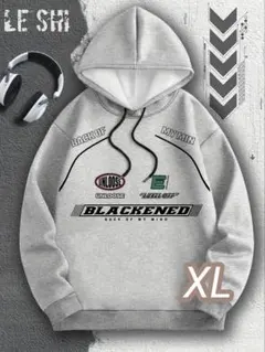 【プレミアムパーカー】ライトグレー★XLサイズ《BlackEnded》裏フリース