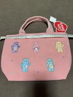 ケアベア トートバッグ　ピンク　コーデュロイ