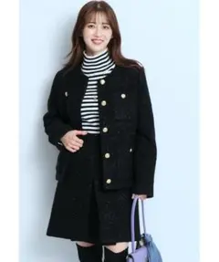 本日限定セール！　ジャスグリッティー　スタンダードPコート　ブラック　S 2025年最新】JUSGLITTY レディース ピーコート・ウールコートの人気