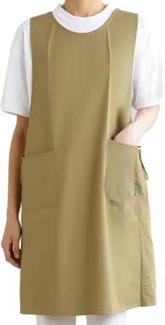 レディースエプロン　2つポケット　横開き/サイド締め/撥水/無地