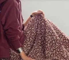 コーエン　coen 花柄　フラワープリント　ロングスカート　ブラウン