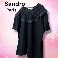Sandro サンドロ パリ　レース切替フリルカットソー ブラック サイズ3のサムネイル