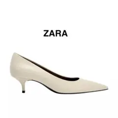 ZARA ザラ キトンヒールパンプス エナメル調 ベージュ 36 ヒール4cmのサムネイル