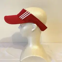 adidas アディダス ストライプ バイザー レッド 56cm-58cm