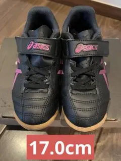 asics サッカーシューズ ブラック/ピンク　フットサルシューズ
