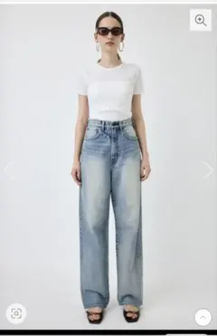 「美品」MOUSSYデニムパンツHW DAMAGE LOOSE STRAIGHT