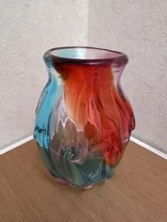 ヴィンテージ ムラーノ 虹色ピンク吹きガラス製 アンフォラ花瓶 - メルカリ
