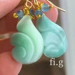 14kgf カービングモンタナアゲート×ヘマタイト ピアス イヤリング