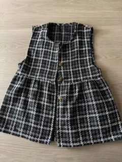 チェック柄フレアベスト