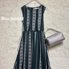 Bou Jeloud 幾何学柄 ノースリーブ ロングワンピース エスニック 総柄