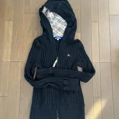 Burberryブラックレーベルリブ編みフードパーカー