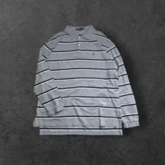 ポロラルフローレン ボーダー長袖ポロシャツ 赤ポニー刺繍ロゴ オーバーサイズ