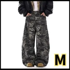 【新品未使用】迷彩 バギーデニム y2k デニムパンツ デニム 男女兼用 M