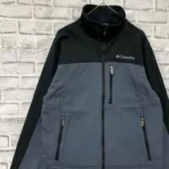コロンビア　ソフトシェルジャケット！グレーS ロゴ刺繍アウトドア1205