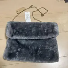 グレー ファー バッグ チェーンストラップ