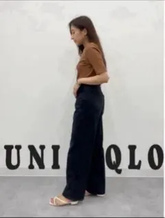 美品‼️ ユニクロ バギージーンズ 2023年モデル ダークグレイ 24 丈短め