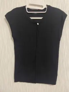 ノースリーブリブニットトップス 黒 韓国のサムネイル