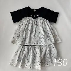 ドット柄フリルTシャツ 上下セット 130