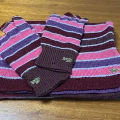 LACOSTE ラコステ　マフラー　手袋　セット　レディース　ピンク　カラフル