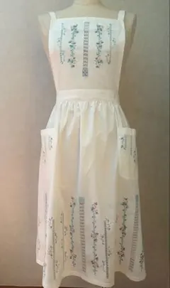 美品　希少　フランス刺繍　エプロン　近沢レース コットンのサムネイル