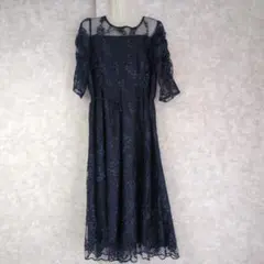 美品大きいサイズハレモード花柄刺繍ワンピースパーティードレスオケージョンLL