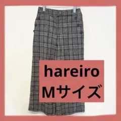 レディース　hareiro チェック柄ワイドパンツ サイドボタン付き Mサイズ