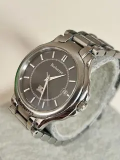 BURBERRY アナログ腕時計 ブラック/ホワイト　不動品 極美品】BULBERRY ブラック アナログ クロノグラフ腕時計 本体 極美品