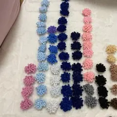 多色花形フェルト素材セット花形150個　ヘアゴム7個
