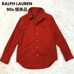 90s✨ラルフローレン 長袖シャツ レッド ポロ刺繍 極美品 ビンテージ