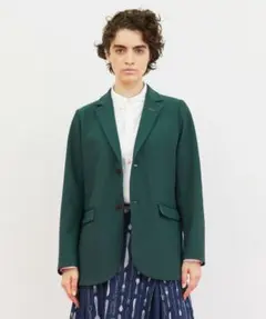 フラボア テーラードジャケット ストレッチピケ ユニセックス グリーンのサムネイル