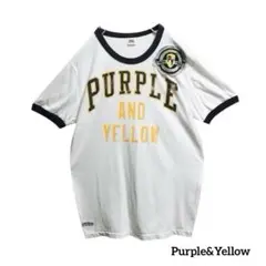 Purple & Yellow パープル＆イエローリンガーTシャツ刺繍ロゴ古着のサムネイル