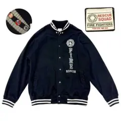 【希少】 FIRE DEPT スタジャン 襟ピン付 レスキュー ファイアーデプト