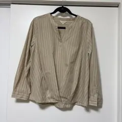 ストライプデザイン 長袖シャツ ベージュ