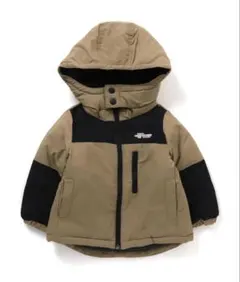 撥水加工フード付きコート ベージュ×黒